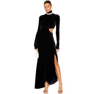 A.L.C. Katherine Velvet Long Sleeve Cut Out Maxi Dress Navy Blue Women's Size 2